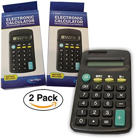 2 pack - 8-Digit Mini Pocket Calculator. Features auto-power off and low-battery consumption.