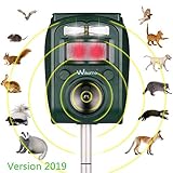 Wikomo Animal Repeller with Ultrasonic Sound Solar Powered Waterproof Outdoor Motion Sensor and Flashing Light Rabbit Repeller for Cats, Dogs, Squirrels, Moles, Martens, Possum, Hedgehog, New Version