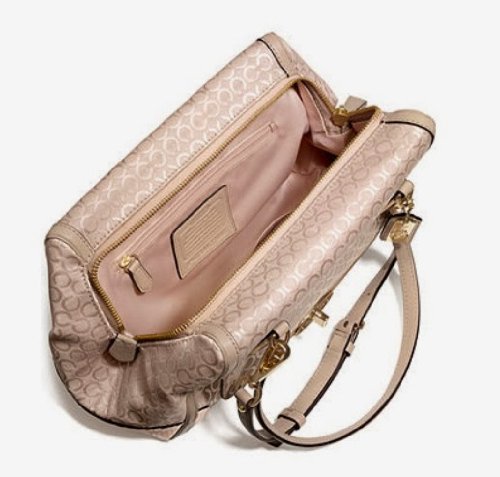 Art Pearl Small Madeline Satchel Handbag 27848 (LI/Peach Rose) Coach Madison Op