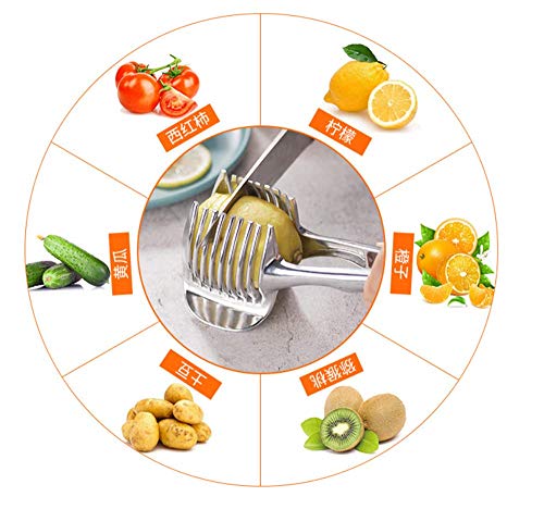 Tomato Slicer Lemon Cutter Stainless Steel Kitchen Cutting Aid Holder Tools For Soft Skin Fruits And Vegetables,Home Made Food & Drinks