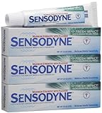 Sensodyne Fresh Impact Toothpaste for Sensitive Teeth & Cavity Protection-0.8 oz (Travel Size), 3 pk