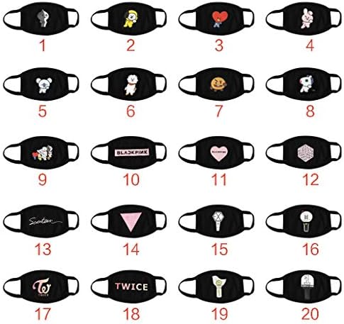 Fugift Mouth Mask Girl Unisex Cotton Half Face Mouth Mask Kpop Blackpink Twice Cute Cartoon Animal Letters Printed Dustproof Muffle Respirator 20 Patterns