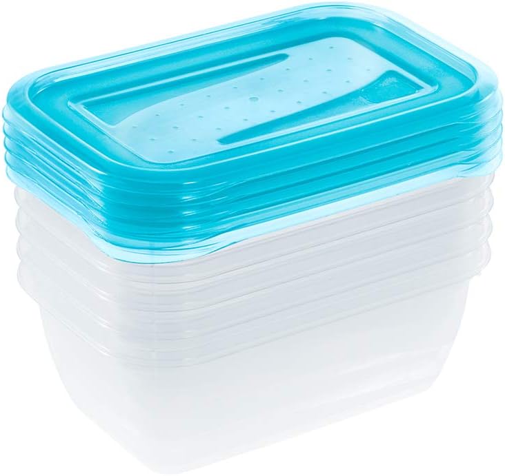 keeeper Food Storage Containers, Set of 5.5 x 500 ml, 15.5 x 10,5 x 6 cm, Fredo Fresh, Transparent Blue, Blue/Transparent, Rectangular - Image 4