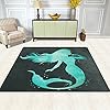 ALAZA Mermaid Silhouette Watercolor Area Rug Rugs for Living Room Bedroom 7' x 5'