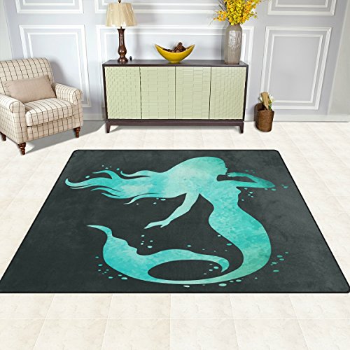 ALAZA-Mermaid-Silhouette-Watercolor-Area-Rug-Rugs-for-Living-Room-Bedroom-7-x-5 ALAZA Mermaid Silhouette Watercolor Area Rug Rugs for Living Room Bedroom 7' x 5'