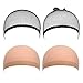 eBoot 4 Pack Nylon and Mesh Wig Cap, Neutral Nude Beige and Black