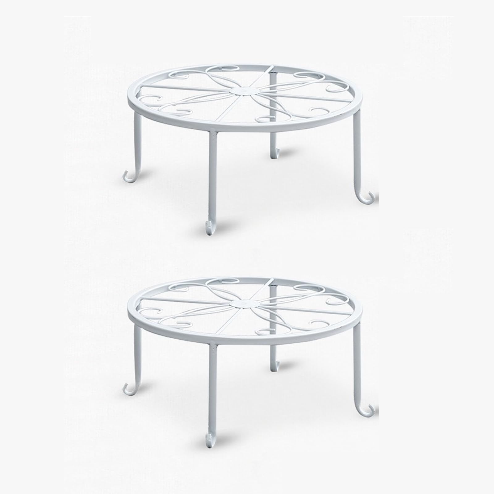 CTForest 2 Pieces Metal Flower Pot Holder, Flower Stool, Plant Stand, Metal Flower Stand Decoration, Suitable for Standing Flower Pots (White)