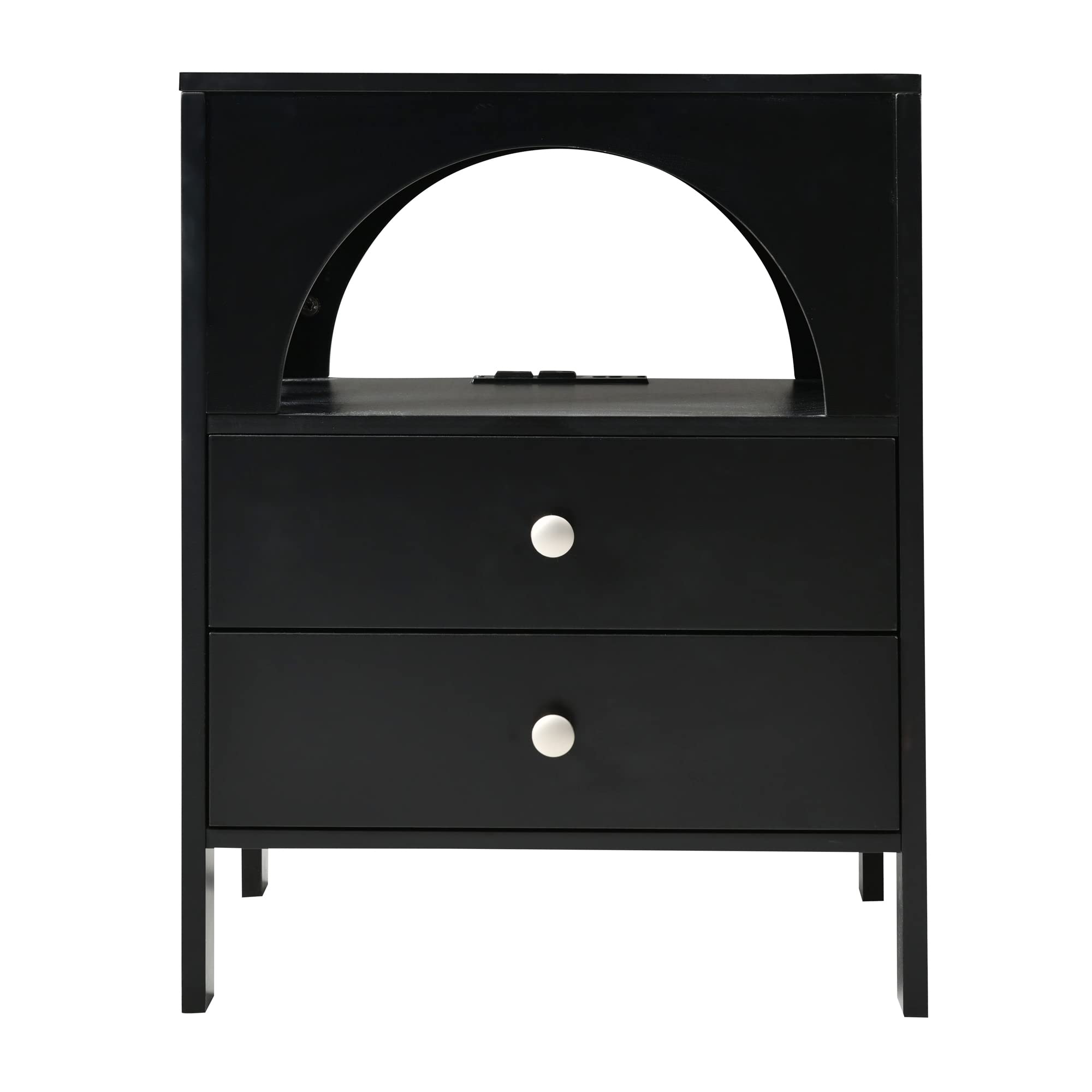 Photo 1 of **MISSING USB PORTS AND RAILS**Nightstand with USB Charging Ports and LED Lights,End Table with 2 Drawers and Shelf,Black