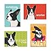Pop Doggie Boston Terrier Refrigerator Magnets with Funny Sayings (Set of 4)