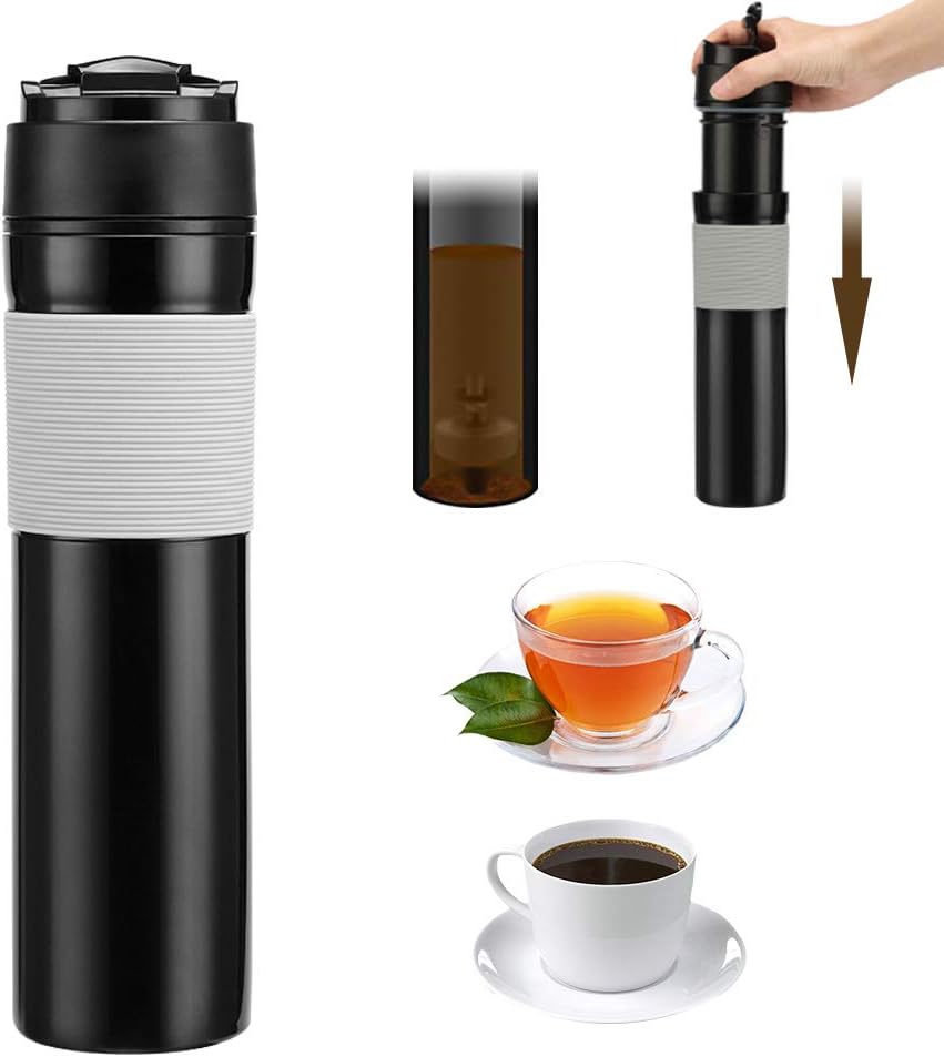 Amazon Com French Press Travel Coffee Press Mug Allomn Portable French Press Coffee Tea Maker 12oz 350ml Travel Tumbler Great For Commuter Black Kitchen Dining
