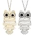 Amazing Value Jewelry Set Kit of 2 Classic Style Necklaces With Cute Black Eyed Owls Pendants On Chains In Silver And Golden Colors By VAGA®