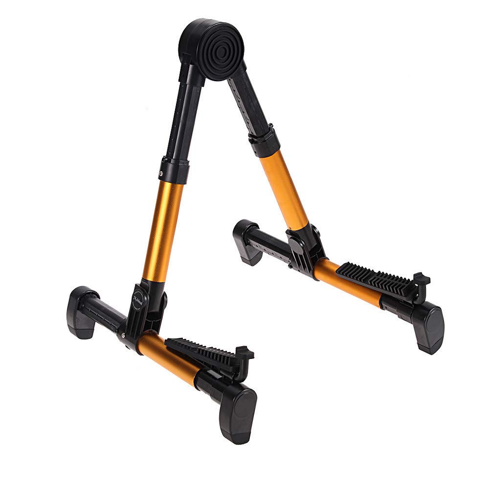 Universal Folding A-Frame Guitar Stand Portable Lightweight Guitar Holder for Acoustic/Electric/Classical Guitars Violin, Ukulele, Bass (Orange)