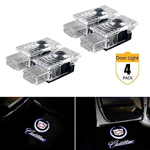 4 Piece SMISEAS car door light,Car Door Logo Projector Lights and premium Car Welcome Lights for Cadillac SRX XTS ATS (For Cadillac SRX/XTS/ATS)