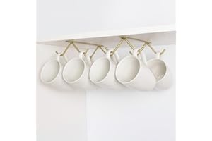 Cabinet Hook Mug Holder - Hanging Coffee Cup Rack for Kitchen, Under Cabinets Metal Hangers Organizer Shelf Storage Utensil (