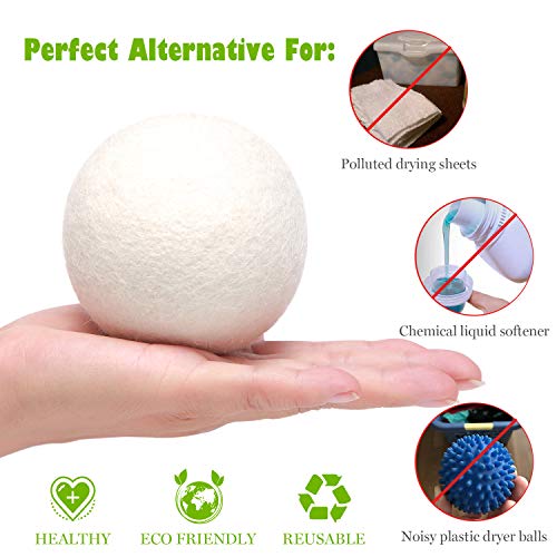 Wool Dryer Balls Laundry XL 6-Pack 100% Organic New Zealand Wool, Handmade Eco Dryer Balls Reusable Natural Fabric Softener, Dryer Sheets Alternative, Reducing Wrinkles, Hypoallergenic, Chemical Free - Thumbnail 4