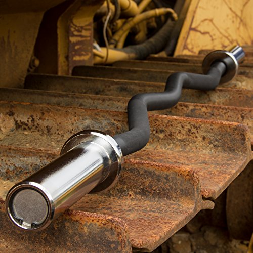 XMark Olympic EZ Curl Bar Black Manganese Phosphate Shaft with TRIGrip