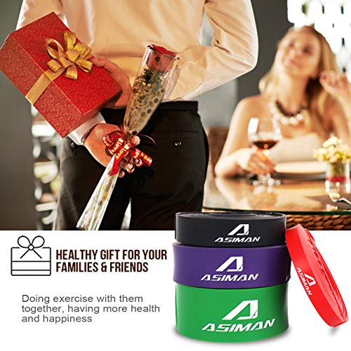 ASIMAN Resistance Band Workout Bands Pull Up Assist Bands Exercises for Fitness, Stretching, Pilates Bands, Resistance Training for Men and Women Fitness