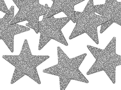 Set Of 8 Decorative Glitter Stars, Christmas, New Year, Birthday Party Decorations, Party Supplies, Table Scatter Confetti, Silver, 5cm