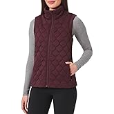 KIRKLAND Signature Women's Stretch Quilted Active Zip Up Vest (US, Alpha, Small, Regular, Regular, Wine (Purple))