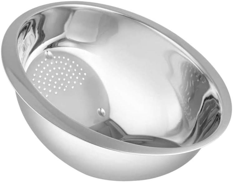 Shri and Sam Stainless Steel Perforated Strainer Bowl, Silver
