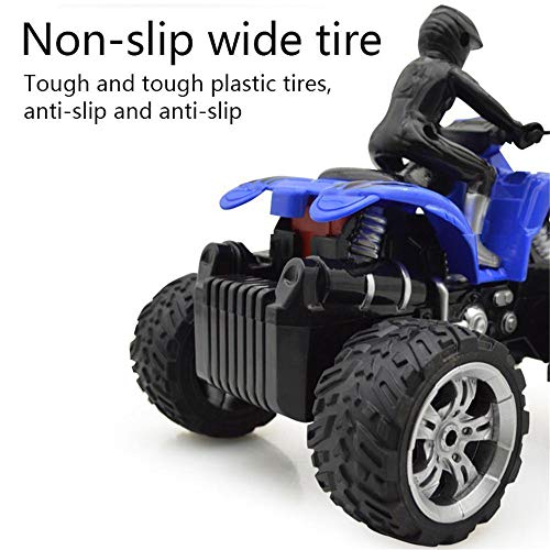 Onefa Kids Toy Remote Control Car Off-Road Motorcycle Four-Way Vehicles 360° Rotating (One Size, Blue)