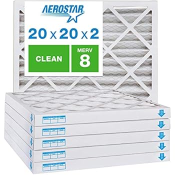 Aerostar 20x20x2 MERV 8 Pleated Air Filter, Made in the USA, 6-Pack