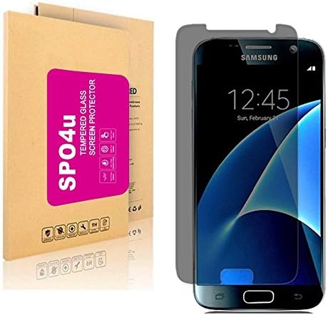 Galaxy S7 Privacy Glass Screen Protector , SPO4u Premium Privacy Anti-Spy Tempered Glass Screen Protector for Samsung Galaxy S7 with 9H Hardness - Black