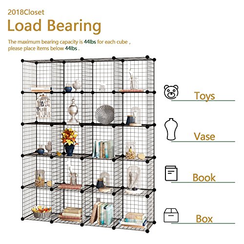Tespo Wire Storage Cubes Modular Shelving Unit DIY Metal Grid Closet Organizer System, Bookcase, Cabinet (20Cubes)