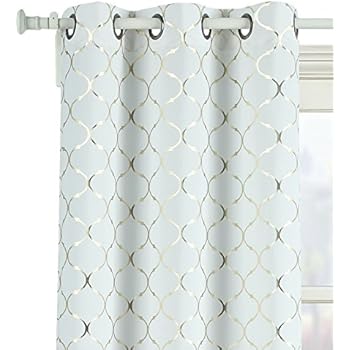 GoodGram 2 Pack Lattice Metallic Foil Ultra Luxurious Grommet Top Curtains - Assorted Colors & Sizes (63 in. Long, Gold)
