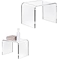 uyoyous 13 Inch Acrylic Shower Bench & Step Stool, 250 LBS Capacity Waterproof Bath Seat, Non-Slip Clear Plastic Stool for Bathroom, Kitchen, Elderly, Easy to Clean