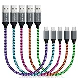 USB Type C Cable, Boxeroo Short Type C Cable 1FT Durable Nylon Braided Cords Fast Charge USB 2.0 Data Sync Compatible with Samsung Galaxy Note 8 S9 S8 S8+ LG V30 G6 Nexus 5X 6P Pixel-5Pack