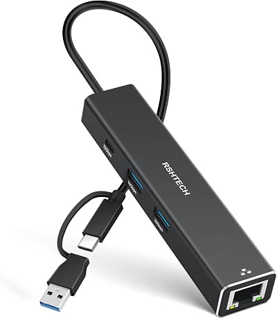 RSHTECH USB C Hub Ethernet Adapter 4-in-1 USB 3.2 10Gbps 1Gbps Network