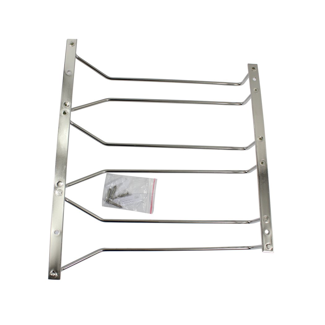 Abcsea 27 cm Stainless Steel Wine Glass Holder Rack, Chrome Wine Glass Holders Hanging Under Shelf, 1 Piece (3 Rows)