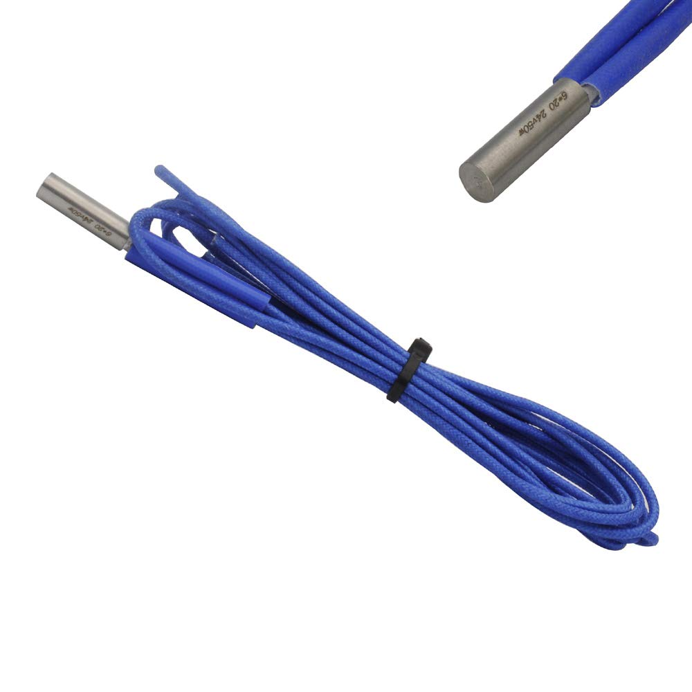 2-pack 24V 50W Upgrade 3D Printer Cartridge Heater 6x20mm Heating Element 1M Compatible with Ender 3 V2 Pro CR-10s Pro V6 Hotend Titan Aero MK10 Extruder Prusa I3 3D Printer