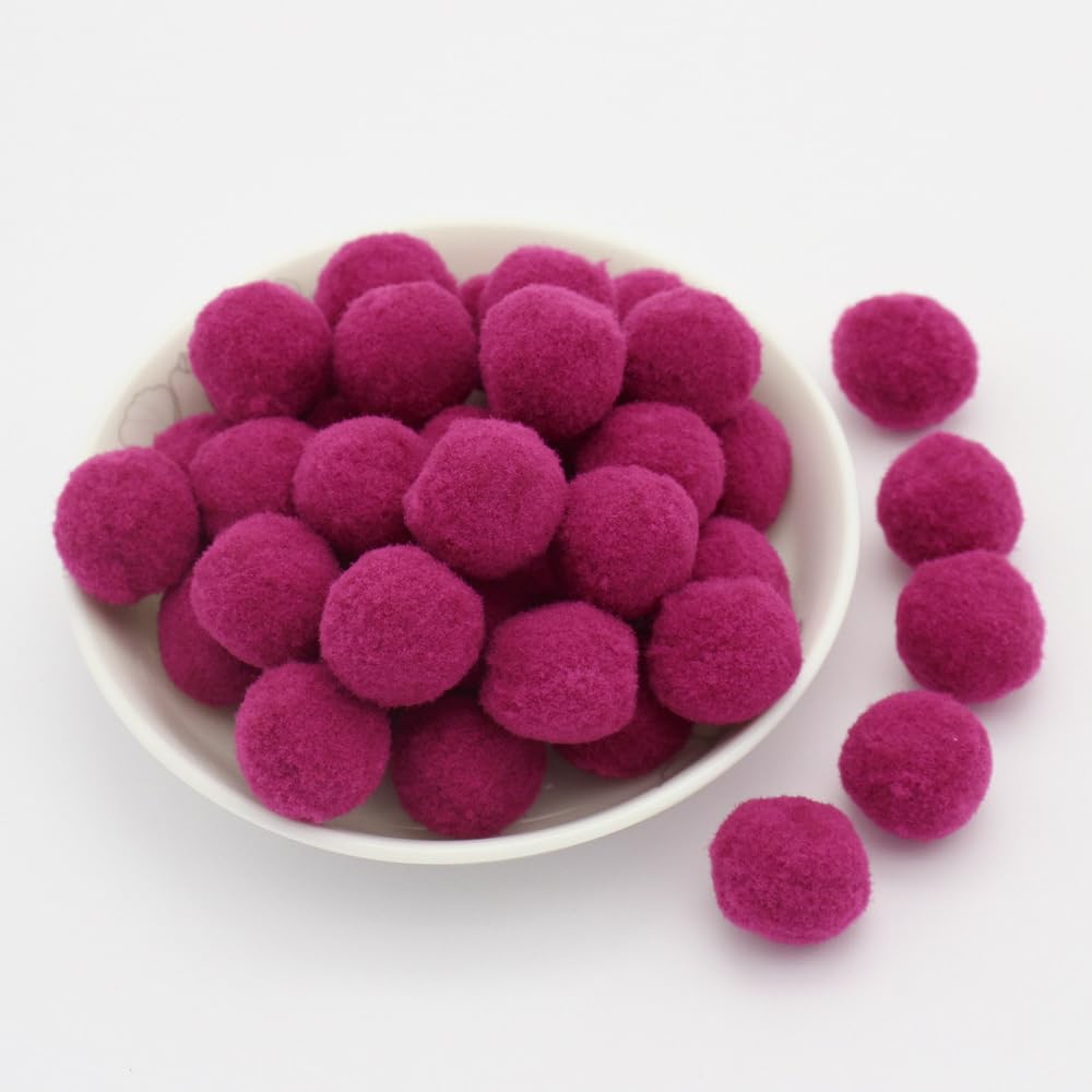 10 mm Approx. 288 Pieces Colourful Mini Pompoms for Crafts Felt Balls Colourful Pom Pom Balls Small Pompoms Fluffy Plush Balls for Decorating Sewing DIY Creative Crafts Dark Rose Red