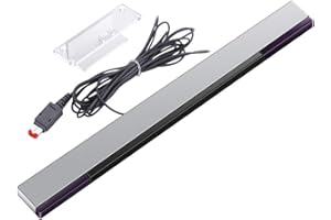 KIMILAR Replacement Wired Infrared IR Ray Motion Sensor Bar Compatible Nintendo Wii and Wii U Console (Silver/Black)