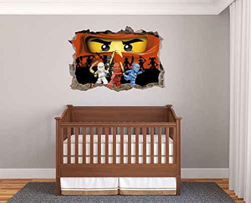 LEGO Ninjago 3D Effect - Brake Wall Effect 3D - Wall Decal For Room Boys Girls Unisex ((Wide 18’’x12’' Heigh))