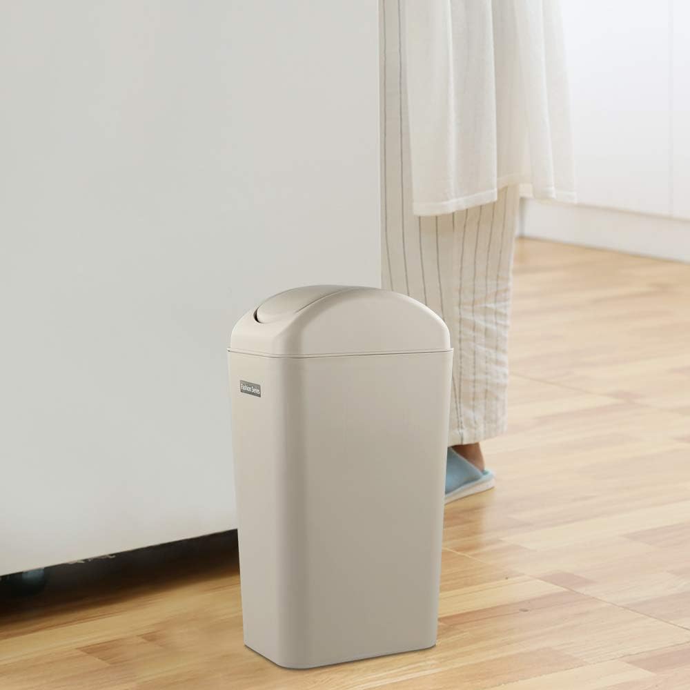 Obston Slim Plastic Trash Can for Narrow Spaces at Home or Office, Khaki: Industrial & Scientific