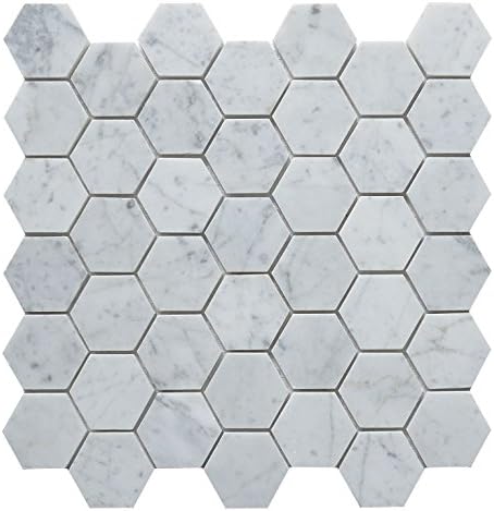 Wallandtile Sample Of Carrara White 2" Hexagon Polished Tile