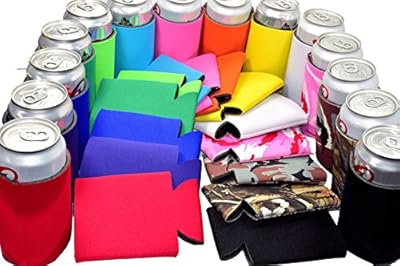 Multi Color Blank Can Coolers Sleeves ,Coolies For Cans,Beer,Soft Drink,Economy Bulk,Collapsible Insulator,Perfect for BBQ,Weddings,Parties