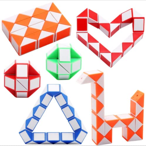 Funkey High Speed Cube Magic Snake Cube 24 Blocks Geometric Brain Teaser Ruler Cube Wedges Twist Puzzle Toy for Kids