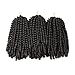 3 Packs Spring Twist Crochet Braiding Hair Natural Black Color Bomb Twist Synthetic Hair Crochet Braids Fluffy Passion Twist Crochet Hair (1B#)