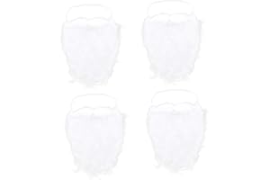 CALLARON 4pcs White Santa Claus Beard Lightweight Polyester Fake Beard for Christmas Party Cosplay Costume