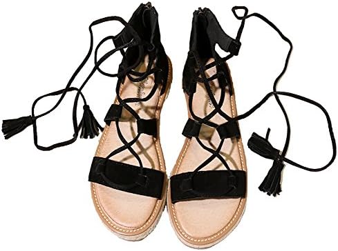 Women's Flats Sandals Comfy Lace Up Strappy Zip Closure Leather Gladiator Casual Outdoor
