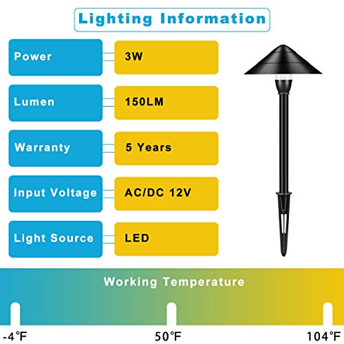 Outdoor Lights Landscape Lights Garden Lights, 12V 5W Low Voltage Patio Lawn Yard Pathway Lights,Aluminum Construction IP65 Waterproof 4000K Natural White 5 Years Warranty (4-Pack)