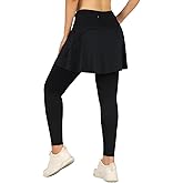 ANIVIVO Skirted Leggings for Women with Pockets, Tennis Yoga Pleated Skirt with Leggings
