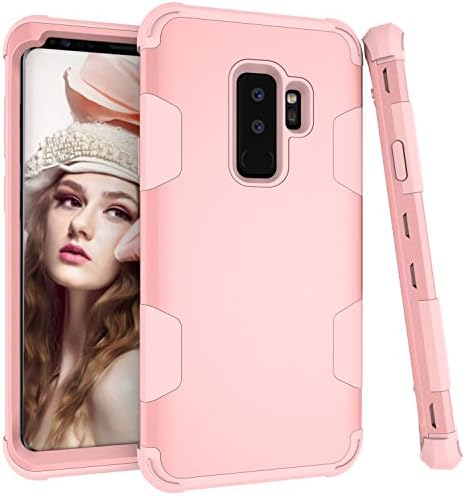 Galaxy S9 Plus Case, Daker Three Layer Full Body Heavy Duty [PC+TPU+PC] Hybrid Sturdy Anti-Shock Cover High Impact Drop Resistant Protective Case for Samsung Galaxy S9 Plus 6.2 inch 2018 (Rose Gold)