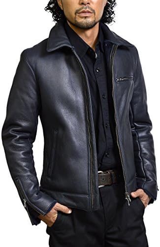 ハルフ Haruf ムートンジャケット レザージャケット メンズ 本革 ライダース ネイビー Dfuknav Anadis Nl