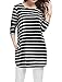 Allegra K Women's Stripes Long Sleeves Pockets Loose Tunic Top M Black