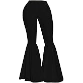 SOLY HUX Women's Plus Size Flare Pants Elastic Waist Ruffle Bell Bottom Pants Long Trousers